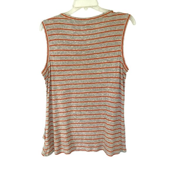 CAbi Sleeveless Tee Crew Neck Pullover Striped Layered Hem Women's Size Medium - Picture 2 of 9